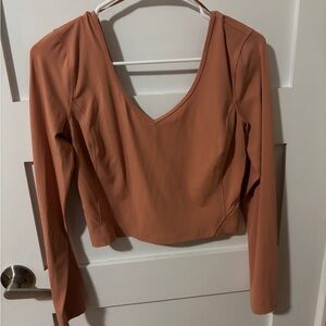 Lululemon Women's Long Sleeve V-Neck Crop Top -  Rose